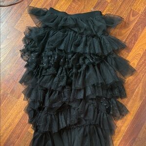 Elegant Black Ruffled Skirt